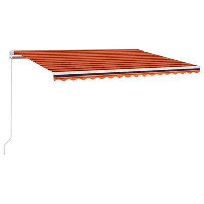 vidaXL Copertină retractabilă manual,LED, portocaliu/ maro, 450x350 cm