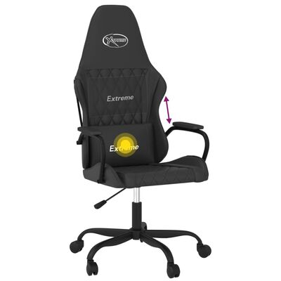 vidaXL Scaun de gaming de masaj, negru, piele ecologică