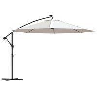 vidaXL Umbrelă suspendată cu LED-uri și stâlp metalic, nisipiu, 350 cm