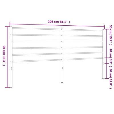 vidaXL Tăblie de pat metalică, negru, 200 cm