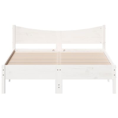 vidaXL Cadru de pat, alb, 120x190 cm, lemn masiv pin