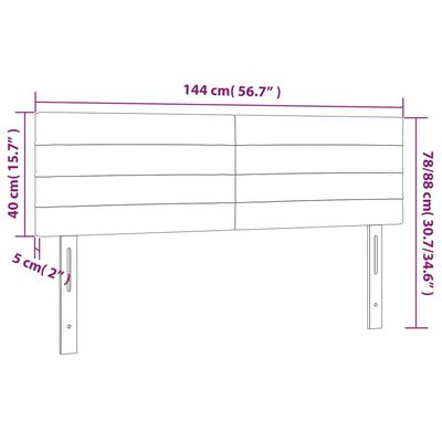 vidaXL Tăblie de pat cu LED, maro închis, 144x5x78/88 cm, textil