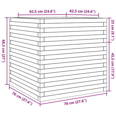 vidaXL Jardinieră de grădină, 70x70x68,5 cm, lemn de pin impregnat