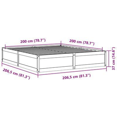 vidaXL Cadru de pat fără saltea, alb, 200x200 cm, lemn masiv pin