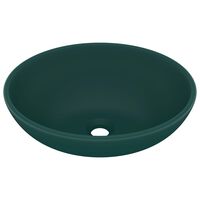 vidaXL Chiuvetă de lux, verde mat, 40 x 33 cm, ceramică, formă ovală