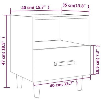 vidaXL Noptiere, 2 buc., gri beton, 40x35x47 cm