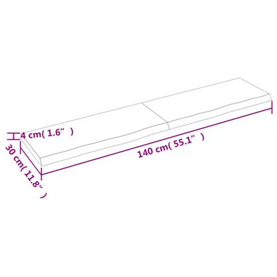 vidaXL Blat de baie, 140x30x4 cm, lemn masiv netratat