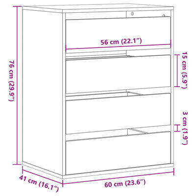 vidaXL Dulap colț cu sertare stejar maro 60x41x76 cm lemn prelucrat