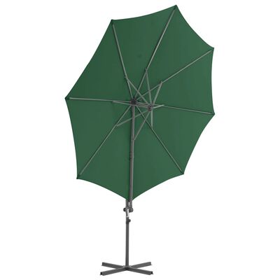 vidaXL Umbrelă suspendată cu stâlp din oțel, verde, 300 cm