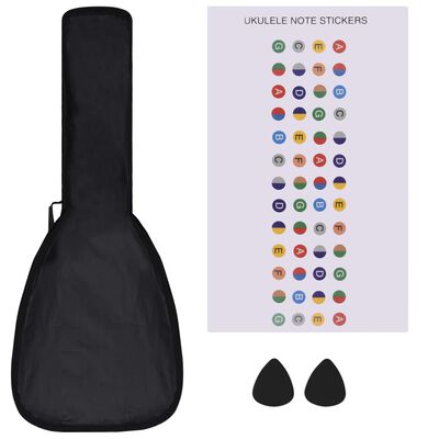 vidaXL Set ukulele soprano, cu husă, pentru copii, natural, 21"