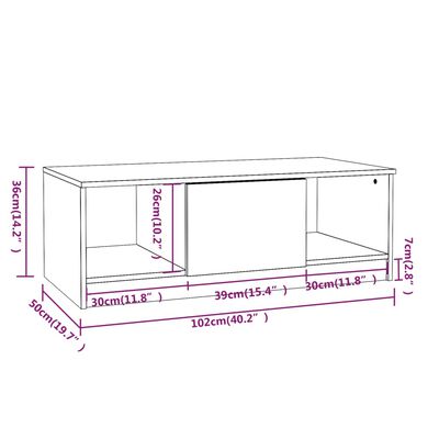 vidaXL Măsuță de cafea, stejar sonoma, 102x50x36 cm, lemn prelucrat