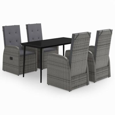 vidaXL Set de mobilier pentru grădină, cu perne, 5 piese, gri