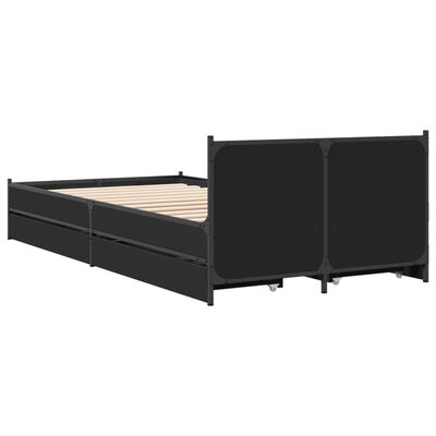 vidaXL Cadru de pat cu sertare, negru, 90x190 cm, lemn prelucrat