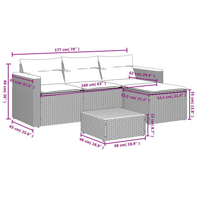 vidaXL Set mobilier de grădină cu perne, 5 piese,poliratan/lemn acacia