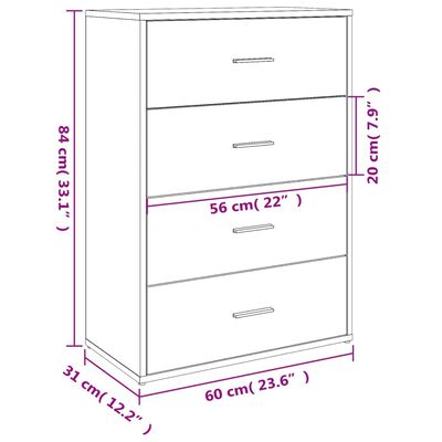 vidaXL Dulap, gri sonoma, 60x31x84 cm, lemn prelucrat