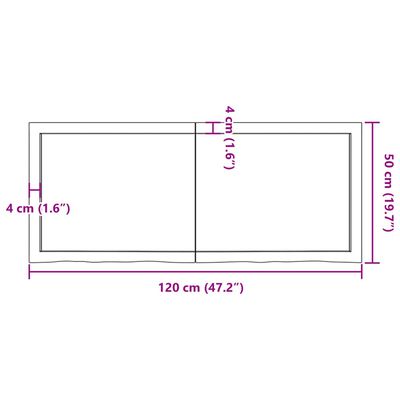 vidaXL Blat de baie, maro închis, 120x50x(2-6) cm, lemn masiv tratat