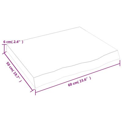 vidaXL Blat de masă maro 60x50x(2-6) cm, lemn masiv stejar tratat