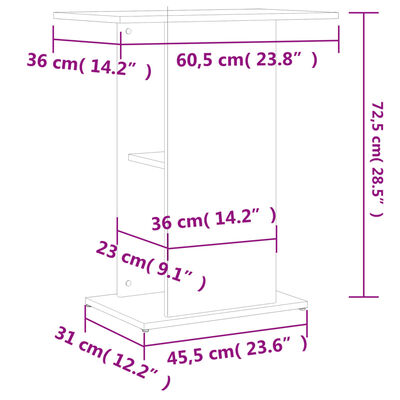 vidaXL Suport pentru acvariu, alb, 60,5x36x72,5 cm, lemn prelucrat