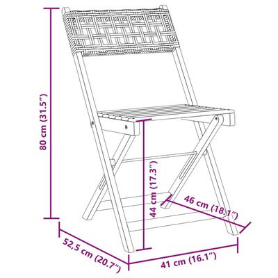 vidaXL Set mobilier bistro, 3 piese, poliratan bej/lemn masiv