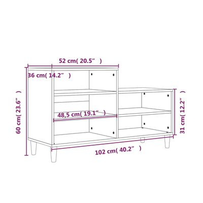 vidaXL Pantofar, alb, 102x36x60 cm, lemn compozit