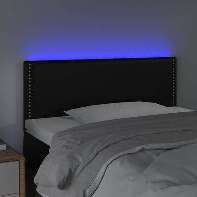 vidaXL Tăblie de pat cu LED, negru, 100x5x78/88 cm, piele ecologică