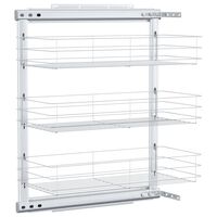 vidaXL Coș sârmă bucătărie retractabil 3 niveluri argintiu 47x25x56 cm