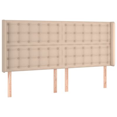 vidaXL Pat cu arcuri, cu saltea și LED, cappuccino 160x200cm piele eco