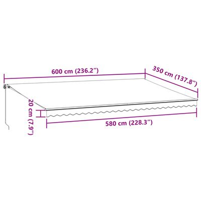 vidaXL Copertina retractabilă manual cu LED, maro, 600x350 cm