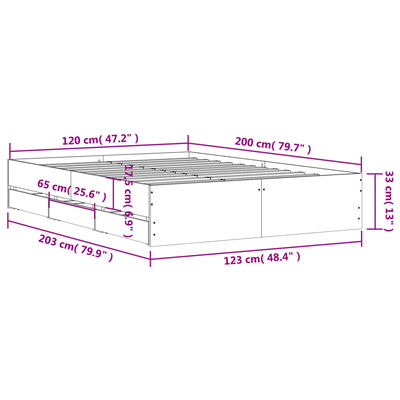 vidaXL Cadru de pat cu sertare stejar sonoma 120x200 cm lemn prelucrat