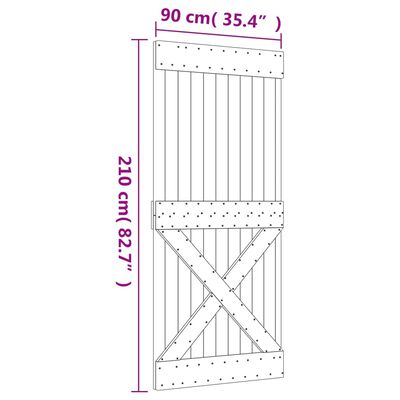 vidaXL Ușă glisantă cu set feronerie, 90x210 cm, lemn masiv de pin