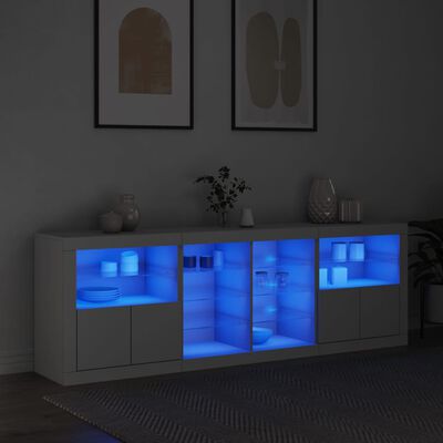 vidaXL Servantă cu lumini LED, alb, 202x37x67 cm