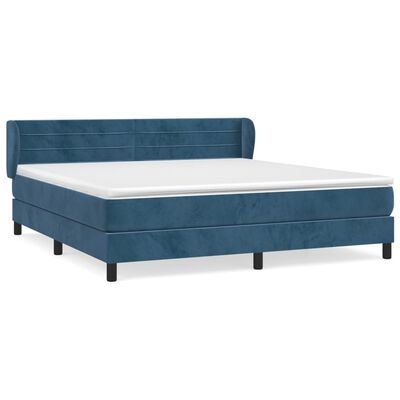 vidaXL Pat box spring cu saltea, albastru închis, 160x200 cm, catifea