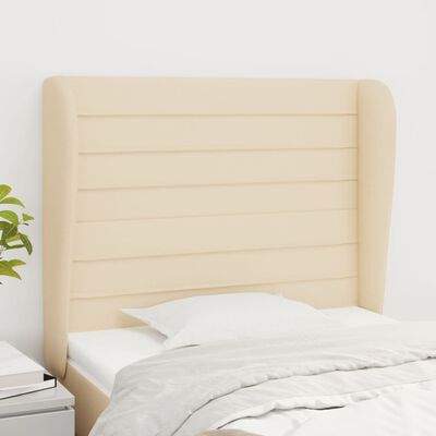 vidaXL Tăblie de pat cu aripioare, crem, 83x23x118/128 cm, textil
