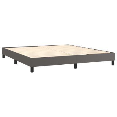 vidaXL Pat box spring cu saltea, gri, 160x200 cm, piele ecologică