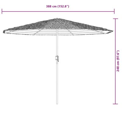 vidaXL Umbrelă soare de grădină stâlp din oțel, albastru 388x388x248cm