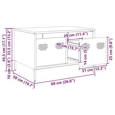 vidaXL Dulap TV, alb, 68x50x43,5 cm, oțel laminat la rece