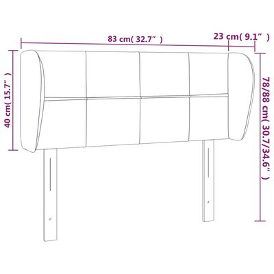 vidaXL Tăblie de pat cu aripioare, albastru, 83x23x78/88 cm textil