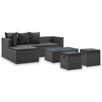 vidaXL Set mobilier de grădină cu perne, 4 piese, negru, poliratan