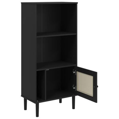 vidaXL Bibliotecă SENJA aspect ratan negru 60x35x130 cm lemn masiv pin