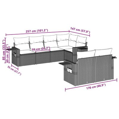 vidaXL Set canapele de grădină cu perne, 7 piese, maro, poliratan