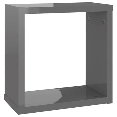 vidaXL Rafturi de perete cub, 4 buc., gri extralucios, 30x15x30 cm