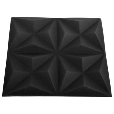 vidaXL Panouri de perete 3D 48 buc. negru 50x50 cm model origami 12 m²