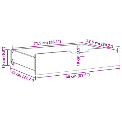 vidaXL Sertare de pat 2 buc. 80x55x16 cm maro ceruit lemn masiv de pin