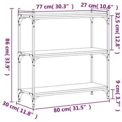 vidaXL Bibliotecă 3 niveluri stejar afumat 80x30x86 cm, lemn prelucrat