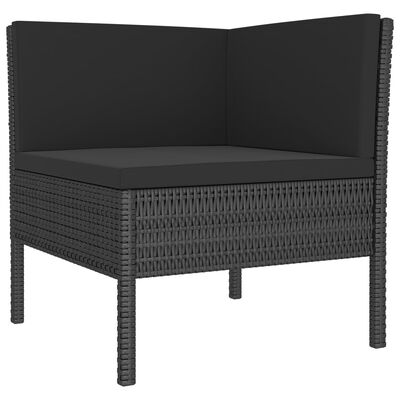 vidaXL Set mobilier de grădină cu perne, 6 piese, negru, poliratan