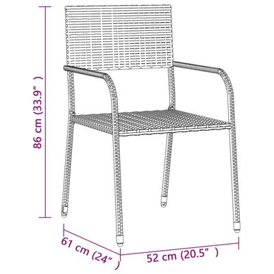 vidaXL Set mobilier de exterior, 3 piese, negru, poliratan