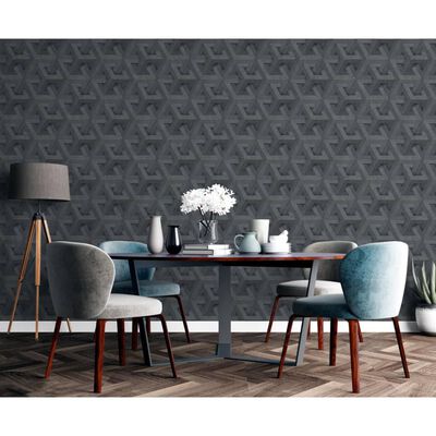 DUTCH WALLCOVERINGS Tapet „Onyx”, antracit și auriu