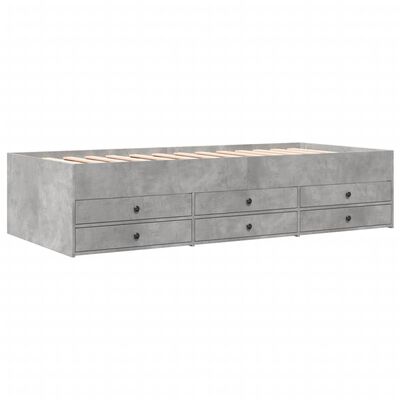 vidaXL Cadru pat de zi cu sertare gri beton 100x200 cm lemn prelucrat