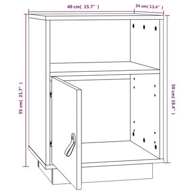 vidaXL Noptiere, 2 buc, maro miere, 40x34x55 cm, lemn masiv de pin