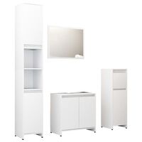 vidaXL Set mobilier de baie, 4 piese, alb, lemn prelucrat